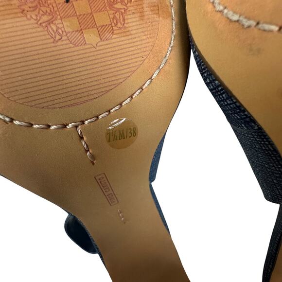 Vince Camuto Blue Hamden Leather Textile Slingback Pumps Women's Size 7.5 - Picture 9 of 9